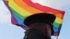 RUSSIA -- A law enforcement officer stands guard during the LGBT community rally "X St.Petersburg Pride" in central Saint Petersburg, Russia August 3, 2019. 