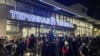 DAGESTAN -- Local people are seen during a pro-Palestinian rally at the Makhachkala Airport after the arrival of a scheduled flight from Tel Aviv.