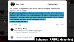 Пост Хулио Пелаеса о том, что он уезжает воевать за Россию